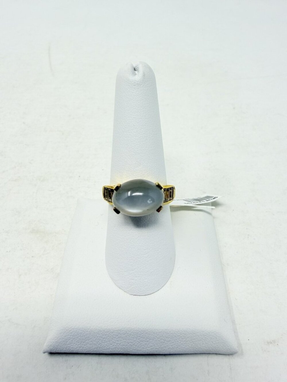 KARIS Collection Oval Sri Lankan Titanium Moonstone/White Topaz Size 8 Ring 5526